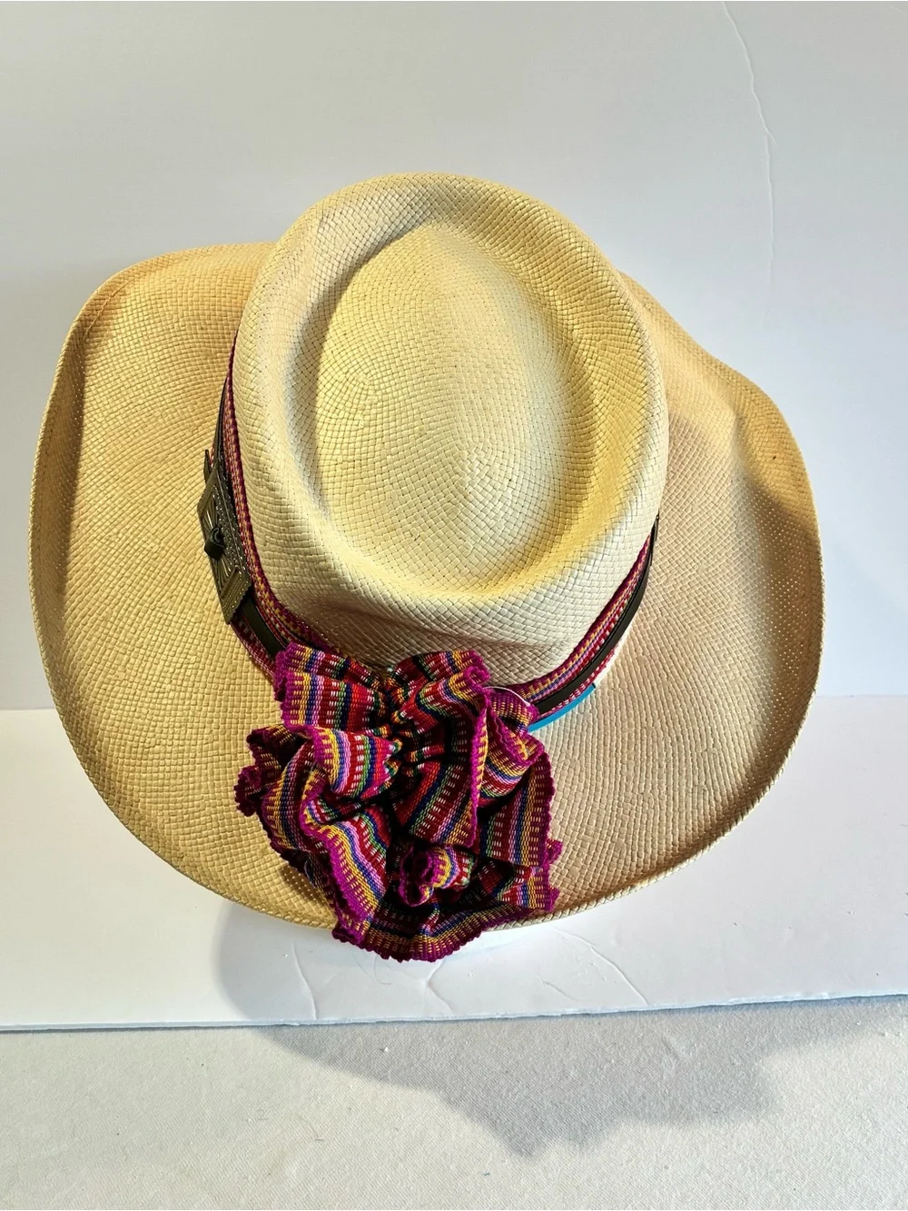Mexico Straw Cowboy Hat Southwestern Serape Boho Western Festival Rancher L